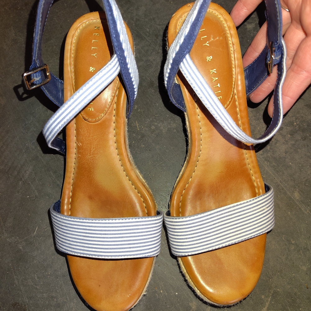 Striped Espadrille Wedge Sandals - Picture 3 of 4
